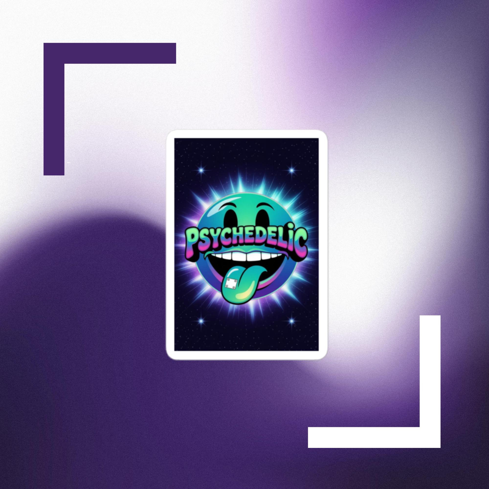 Psychedelic Tab Stars sticker design close-up