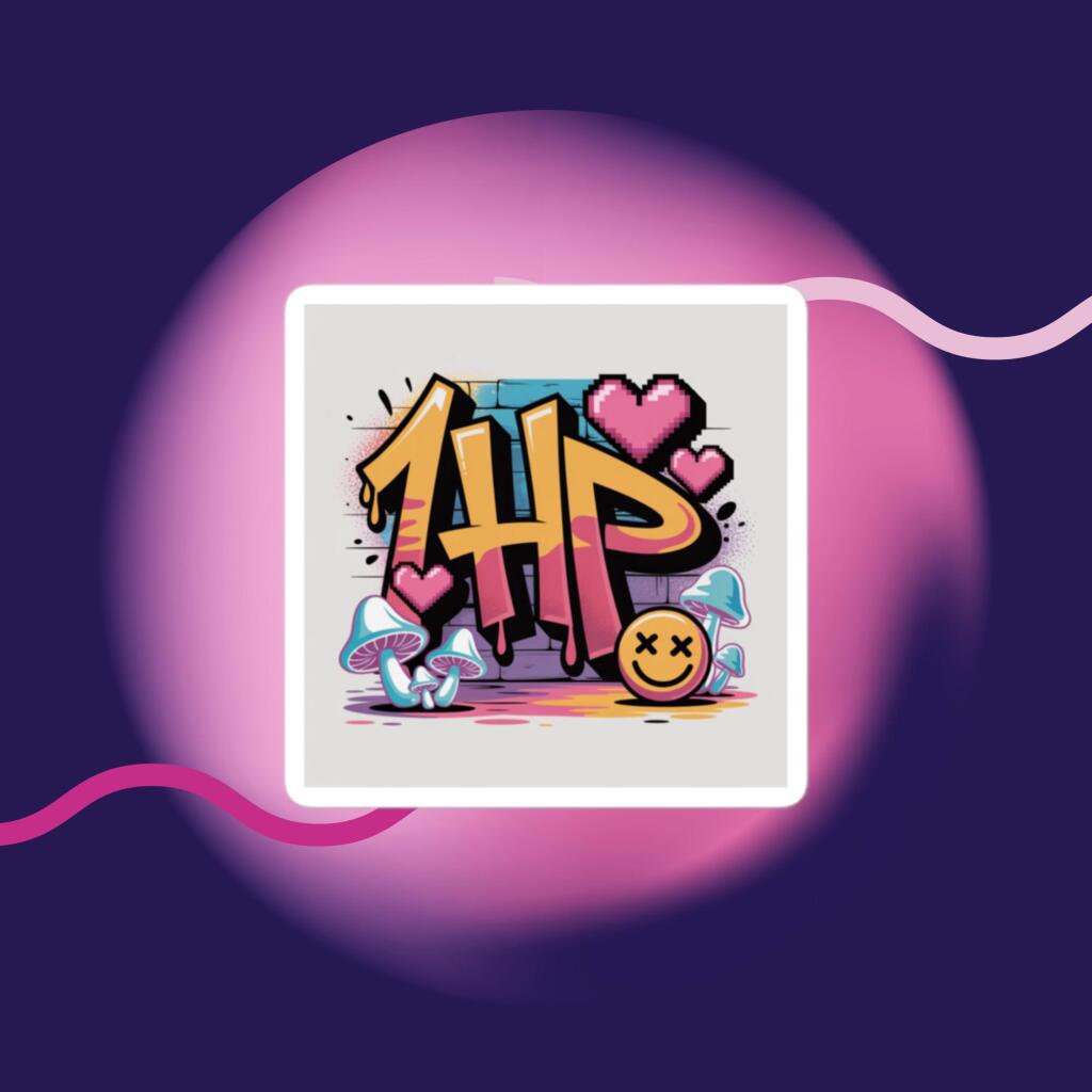 1-HP 8-bit Sticker vinyl sticker on white background