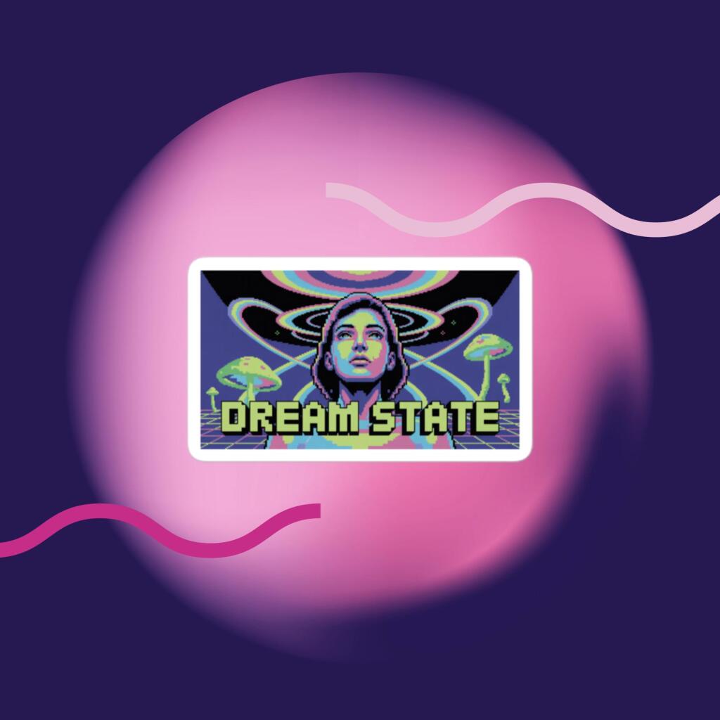Dream State Sticker vinyl sticker on white background