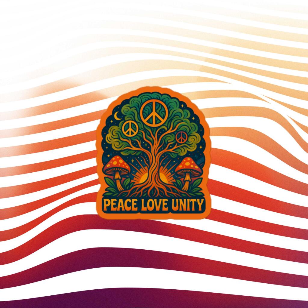 Peace Love Unity Sticker vinyl sticker on white background
