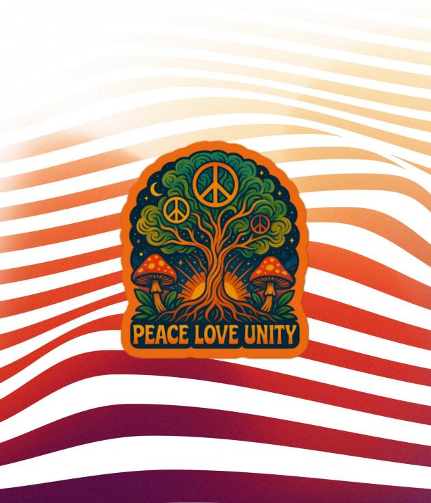 Peace Love Unity Sticker vinyl sticker on white background