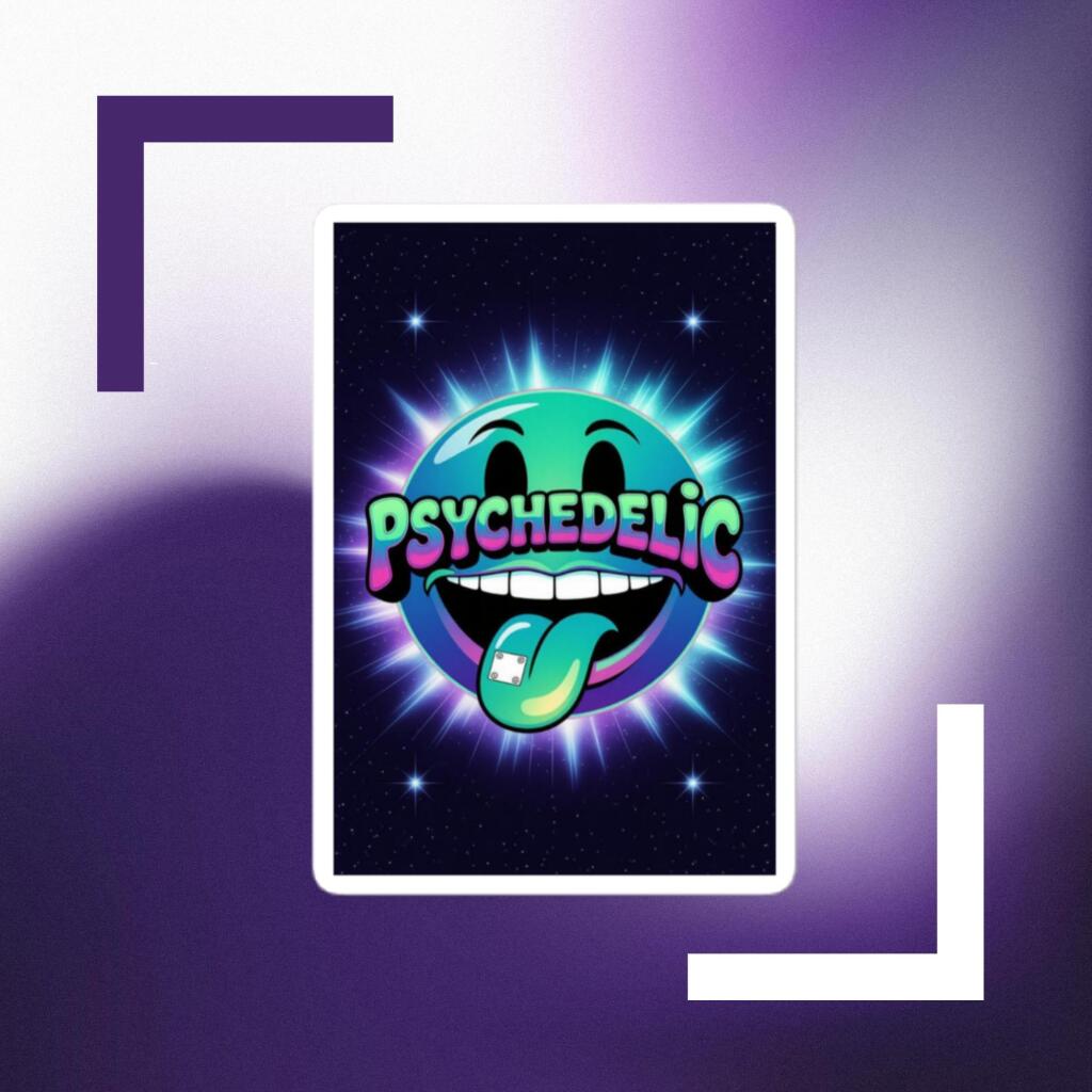Psychedelic Tab Stars vinyl sticker on white background